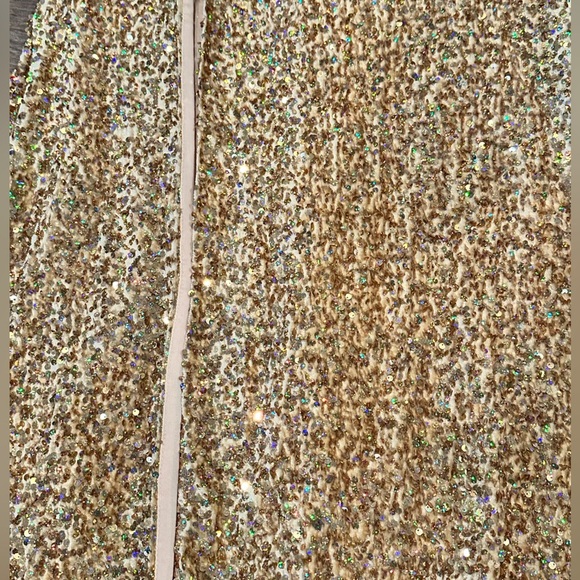 NWT! Portia and Scarlett Gold Strapless Prom Formal Dress Sequin Dress PS23521 - Picture 3 of 15